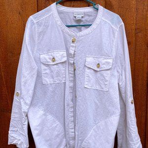 Liz Claiborne White Linen Button-Down